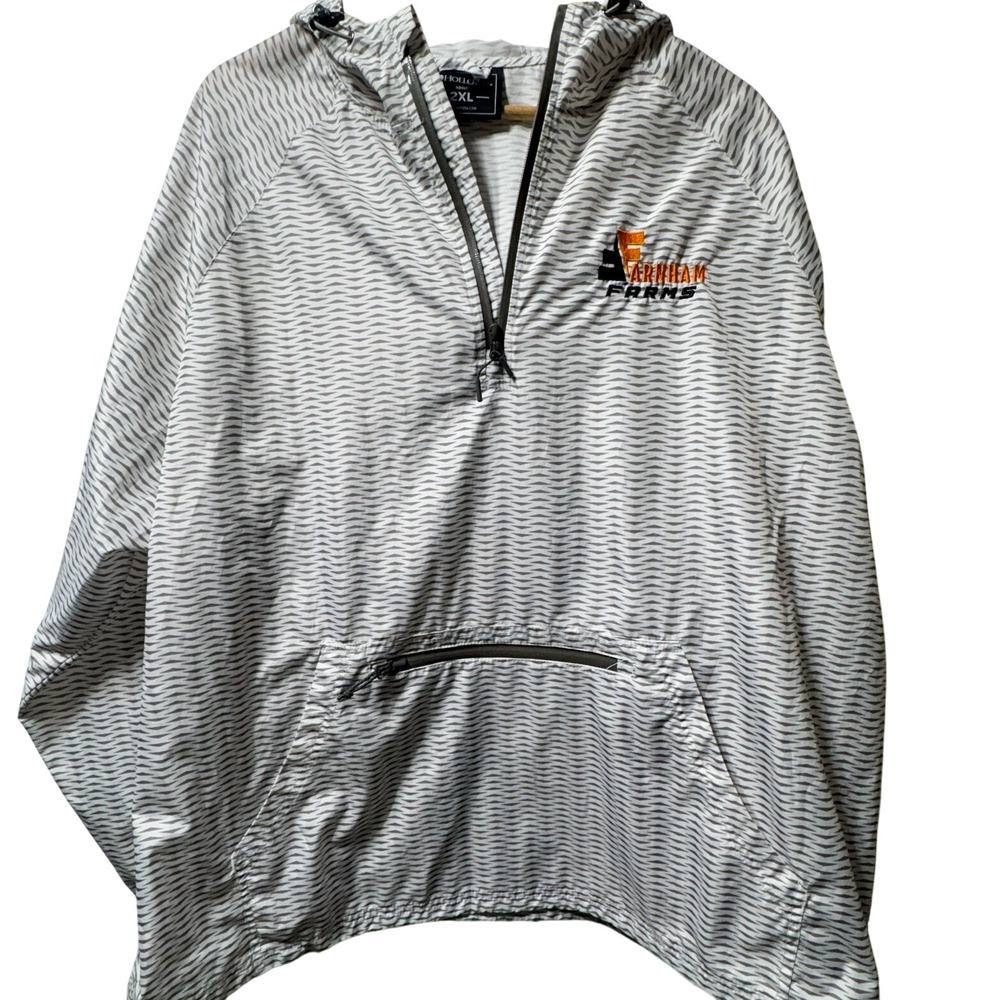 Holloway Pullover Windbreaker Mens 2XL Grey Wave Farnham Farms 1/4 Zip Jacket